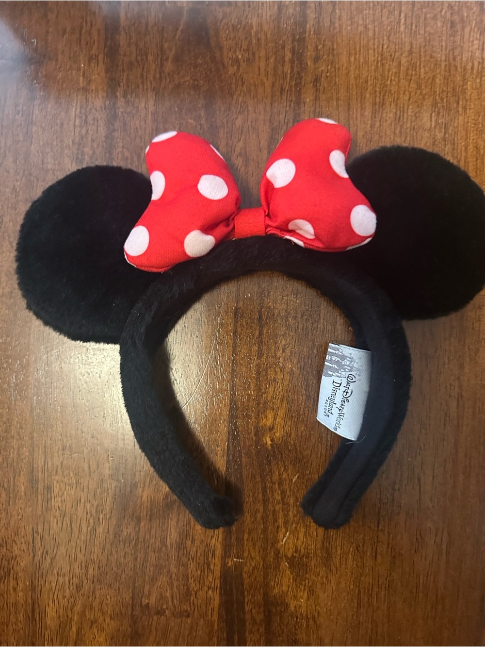 Disney Black Minnie Ear Headband with Red Polka Dot Bow